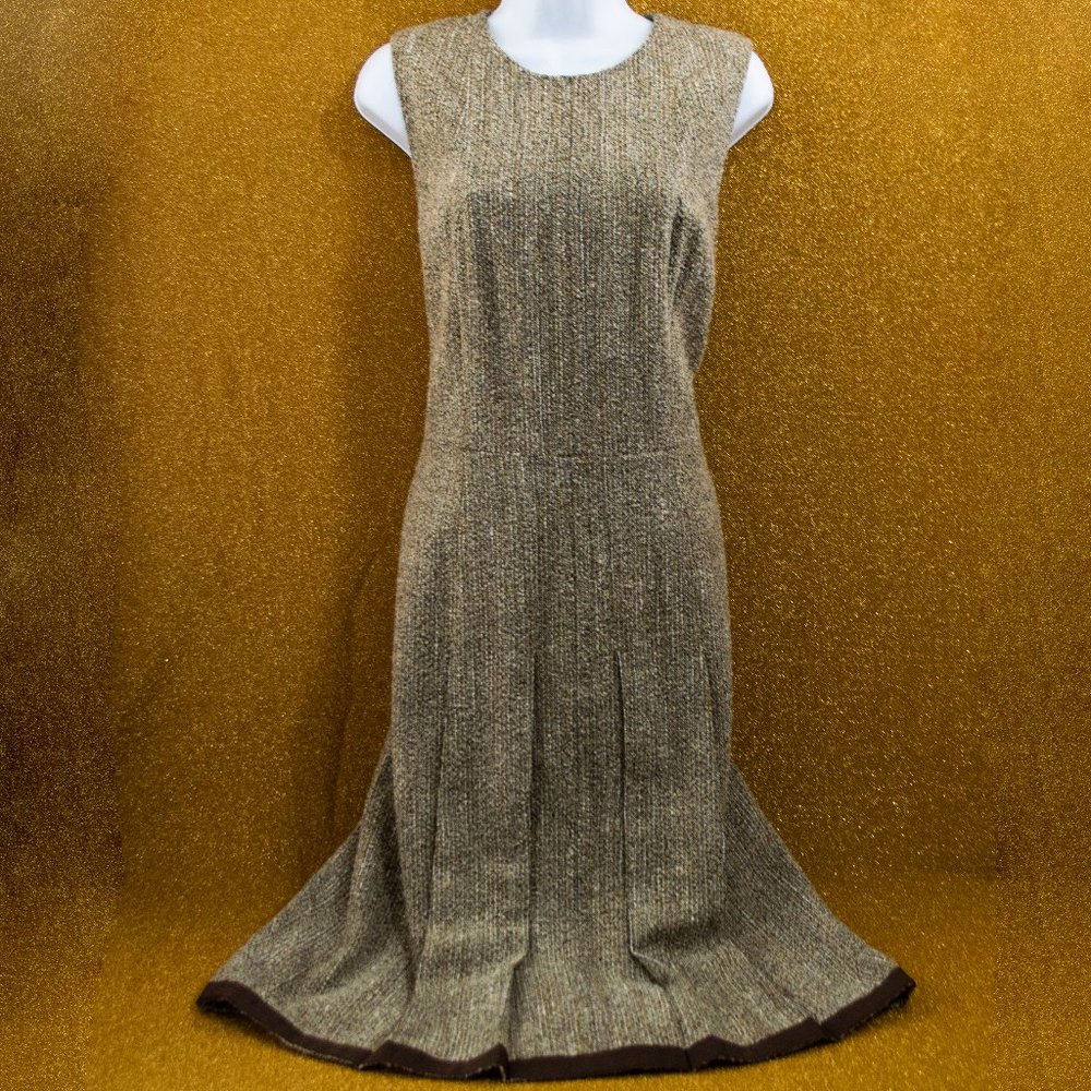 Oscar de la Renta Brown Wool Cocktail Dress